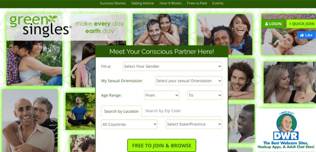 Greensingles.com homepage