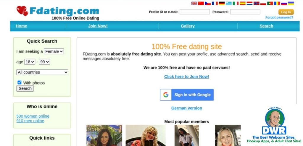 Fdating.com homepage