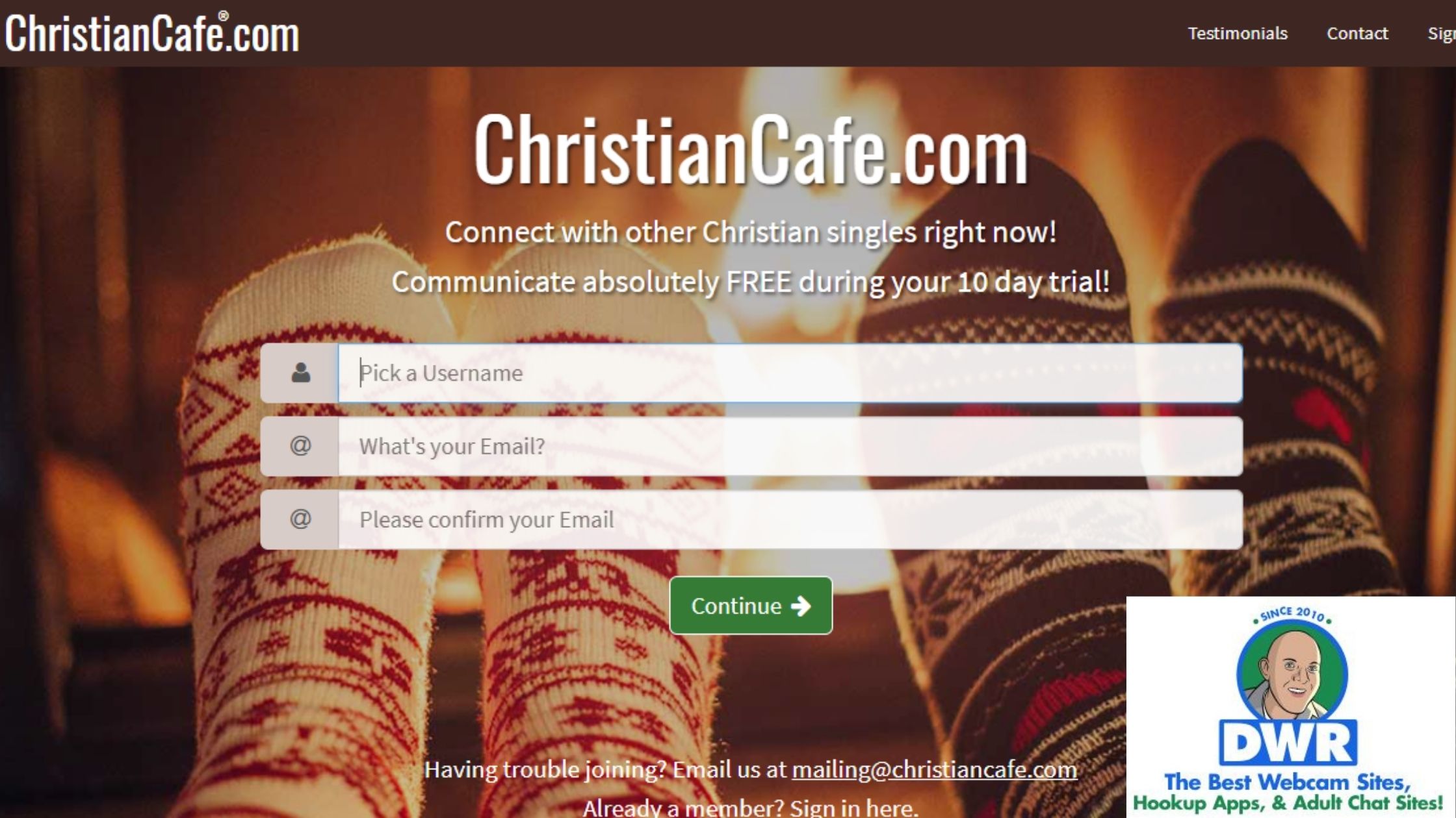 christiancafe signup